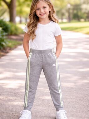 Adidas Kids Gray Joggers Sweatpants - Size 6